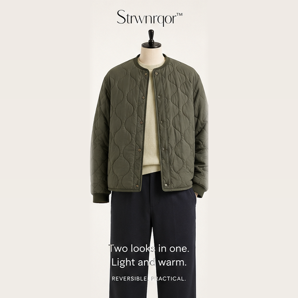 Strwnrqor™ Waymark Unisex Quilted Liner Jacket – Lightweight Reversible Casual Coat, Minimal Transitional Outerwear