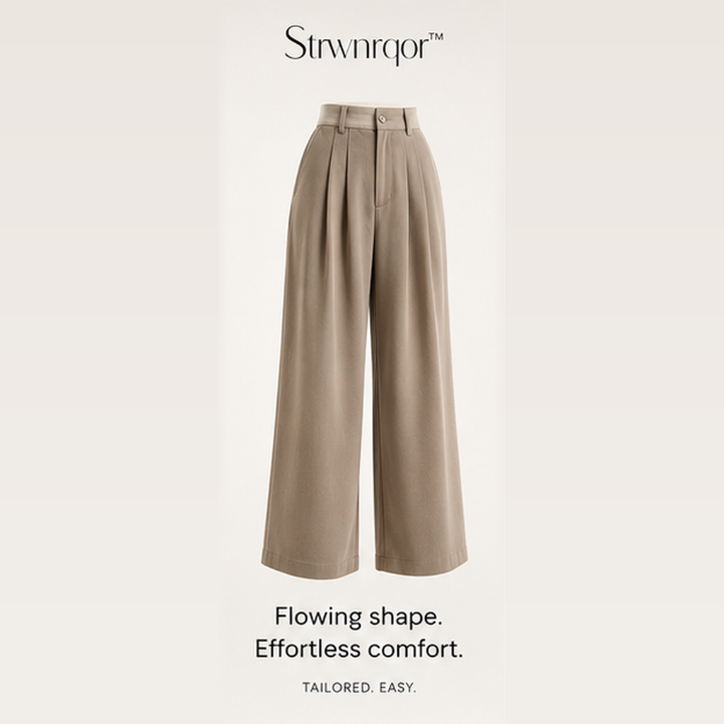 Strwnrqor™ Lumen Fold Women’s Draped Wide-Leg Pants – High-Rise Pull-On Trousers, Casual Work-to-Weekend Bottoms
