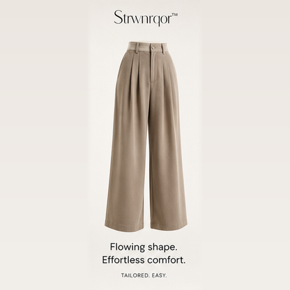 Strwnrqor™ Lumen Fold Women’s Draped Wide-Leg Pants – High-Rise Pull-On Trousers, Casual Work-to-Weekend Bottoms
