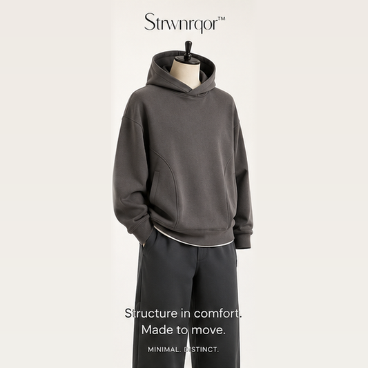 Strwnrqor™ Harbor Arc Unisex Heavyweight Hoodie – Structured Pullover Sweatshirt, Minimal Everyday Streetwear Top