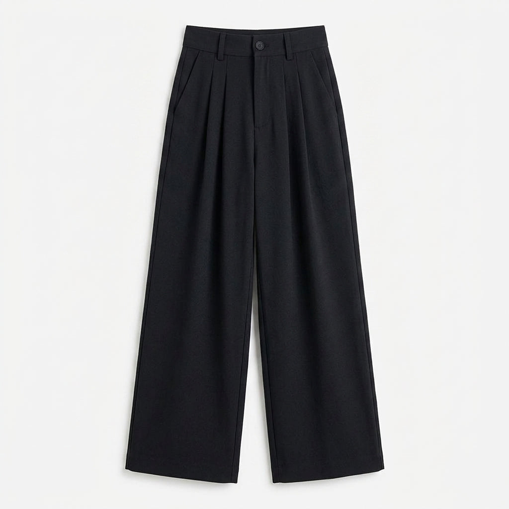 Strwnrqor™ Lumen Fold Women’s Draped Wide-Leg Pants – High-Rise Pull-On Trousers, Casual Work-to-Weekend Bottoms