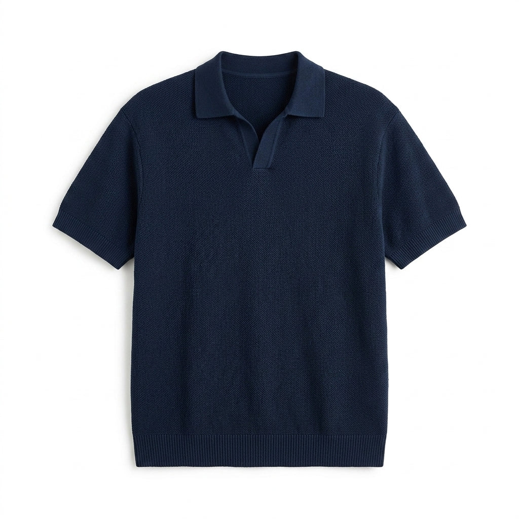 Strwnrqor™ Northvale Men’s Textured Knit Polo – Relaxed Short-Sleeve Sweater Shirt, Smart Casual Everyday Top