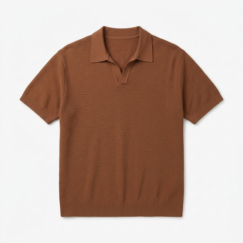 Strwnrqor™ Northvale Men’s Textured Knit Polo – Relaxed Short-Sleeve Sweater Shirt, Smart Casual Everyday Top