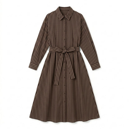Strwnrqor™ Willow Frame Women’s Convertible Shirt Dress – Belted Relaxed Midi Dress, Casual Button-Down Layering Piece