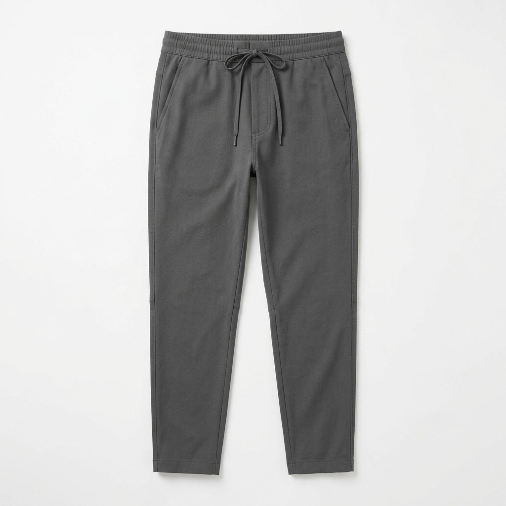 Strwnrqor™ Slate Current Men’s Tapered Drawstring Trousers – Stretch Casual Pants, Travel Commuter Chinos