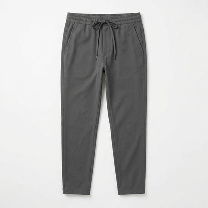 Strwnrqor™ Slate Current Men’s Tapered Drawstring Trousers – Stretch Casual Pants, Travel Commuter Chinos