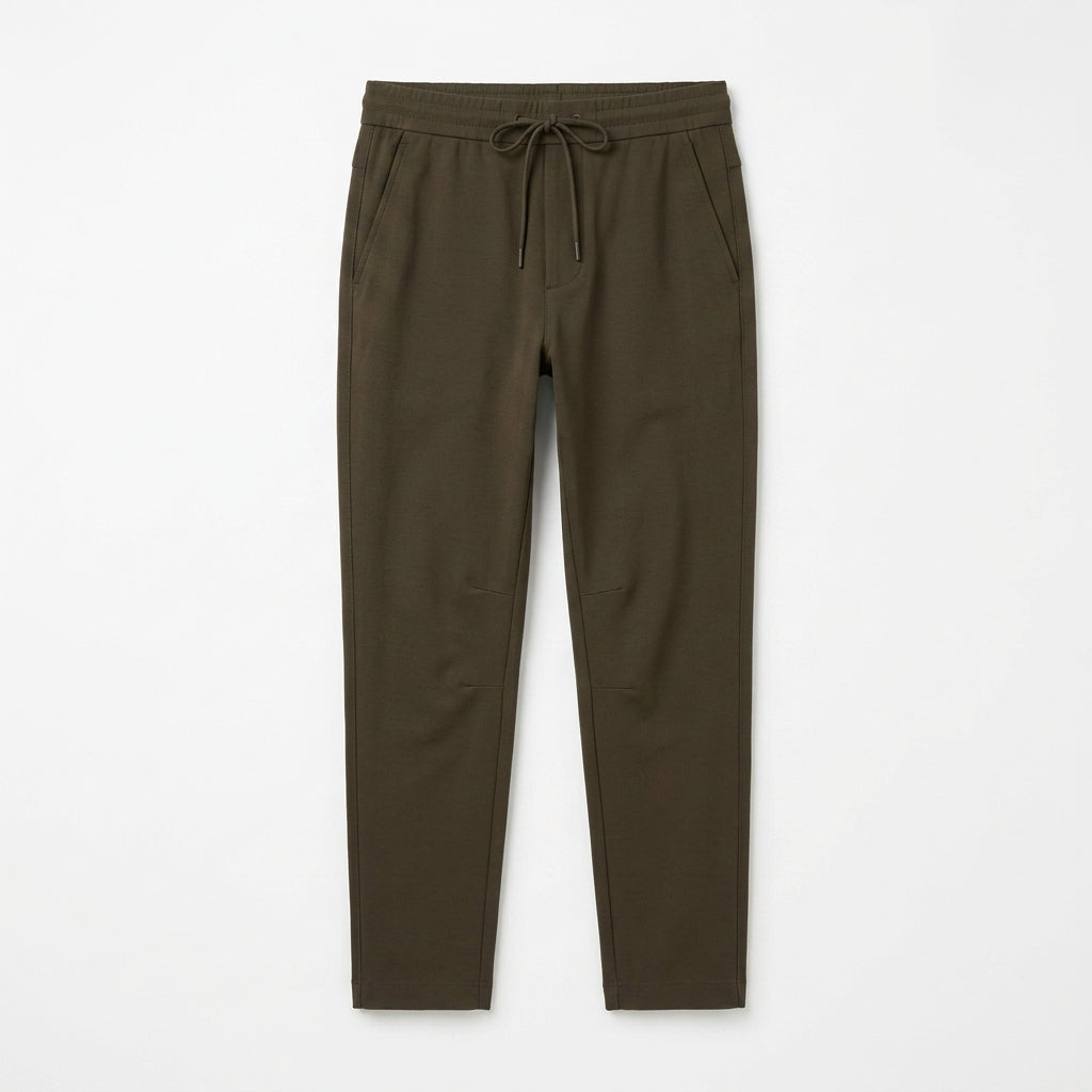 Strwnrqor™ Slate Current Men’s Tapered Drawstring Trousers – Stretch Casual Pants, Travel Commuter Chinos