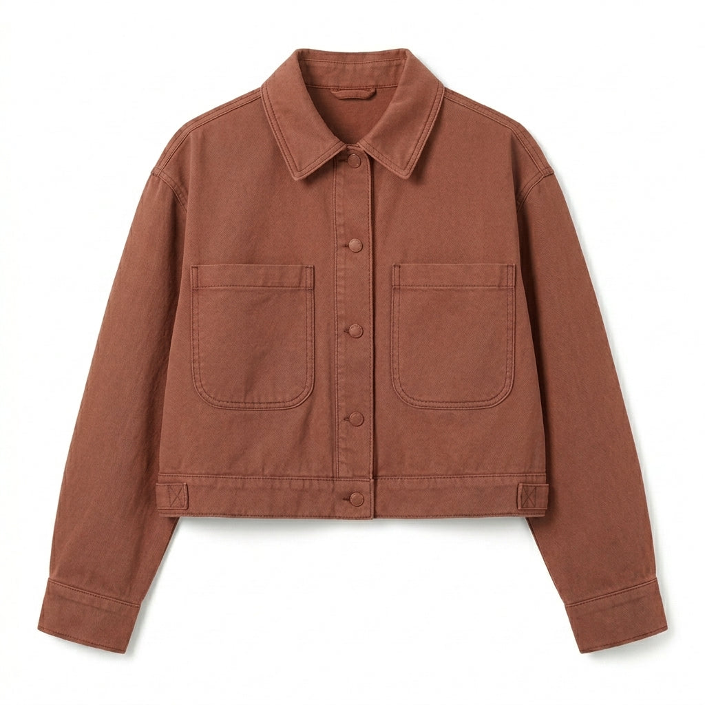 Strwnrqor™ Morrow Lane Women’s Cropped Chore Jacket – Modern Cotton Utility Coat, Relaxed Casual Layer