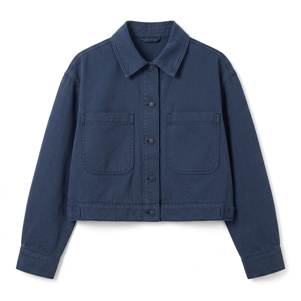 Strwnrqor™ Morrow Lane Women’s Cropped Chore Jacket – Modern Cotton Utility Coat, Relaxed Casual Layer