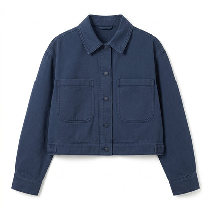 Strwnrqor™ Morrow Lane Women’s Cropped Chore Jacket – Modern Cotton Utility Coat, Relaxed Casual Layer