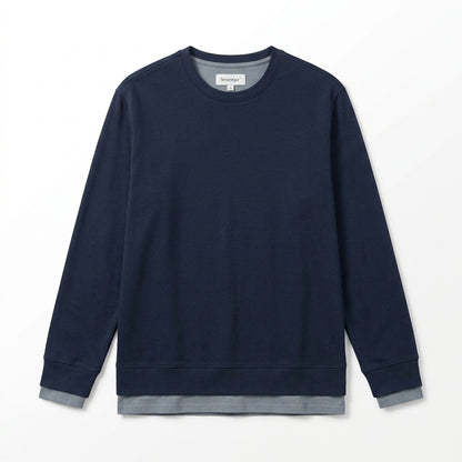 Strwnrqor™ Eastmere Men’s Double-Layer Crewneck – Relaxed Long-Sleeve T-Shirt, Minimal Casual Jersey Top