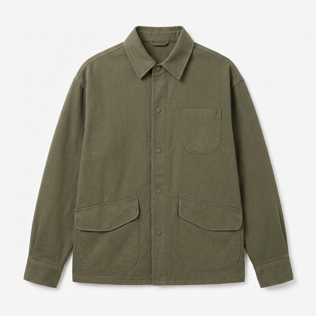 Strwnrqor™ Alderline Unisex Brushed Twill Overshirt – Relaxed Utility Shirt Jacket, Minimal Everyday Layering Coat