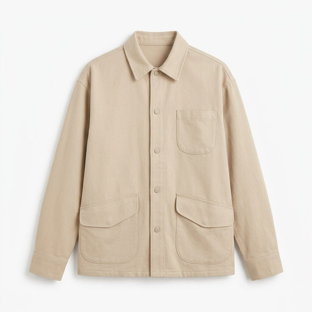 Strwnrqor™ Alderline Unisex Brushed Twill Overshirt – Relaxed Utility Shirt Jacket, Minimal Everyday Layering Coat