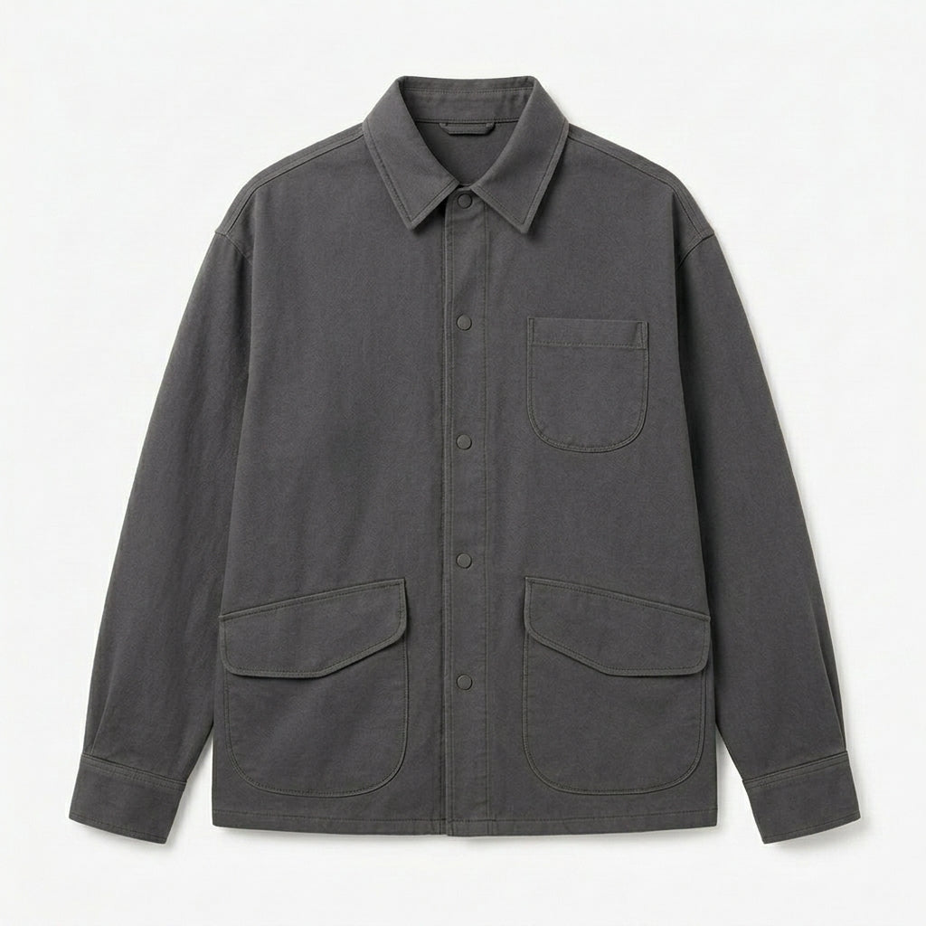 Strwnrqor™ Alderline Unisex Brushed Twill Overshirt – Relaxed Utility Shirt Jacket, Minimal Everyday Layering Coat