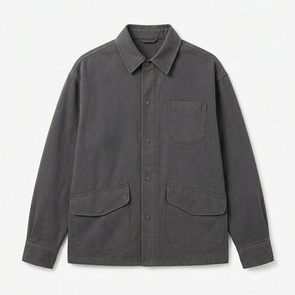Strwnrqor™ Alderline Unisex Brushed Twill Overshirt – Relaxed Utility Shirt Jacket, Minimal Everyday Layering Coat