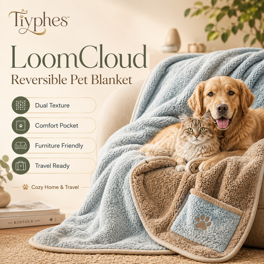 Tiyphes™ LoomCloud Reversible Pet Blanket, Soft Dog and Cat Throw & Furniture Protector
