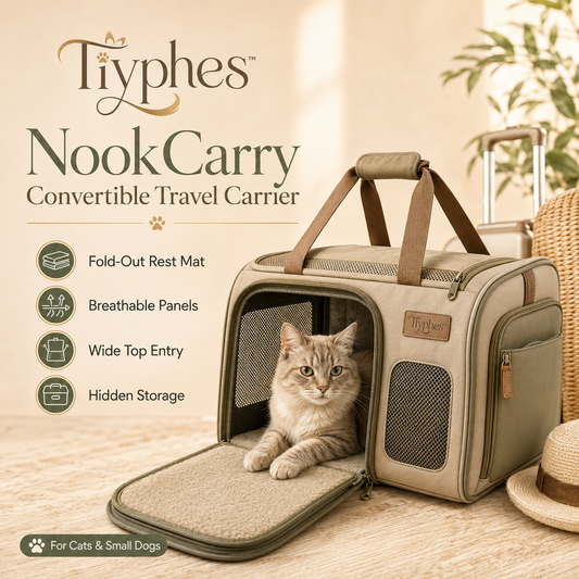 Tiyphes™ NookCarry Convertible Soft-Sided Pet Travel Carrier, Car Seat Tote & Fold-Out Rest Mat
